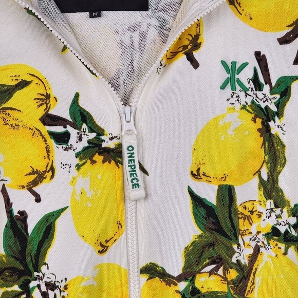 Onepiece Lemon Print Women's Jumpsuit Shorts Hooded Sipper Onesie Size Medium - Picture 4 of 12